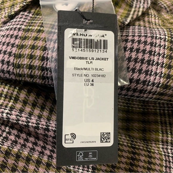 Very Moda Plaid NWT Black Brown Green Lavender Short Jacket Size 4 - Picture 7 of 9